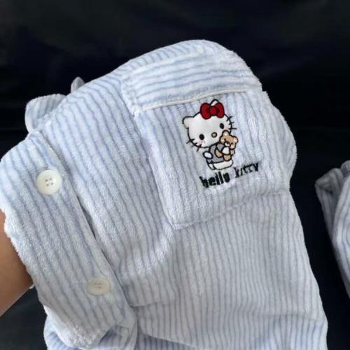 헬로키티 스카이 블루 스트라이프 수면 잠옷