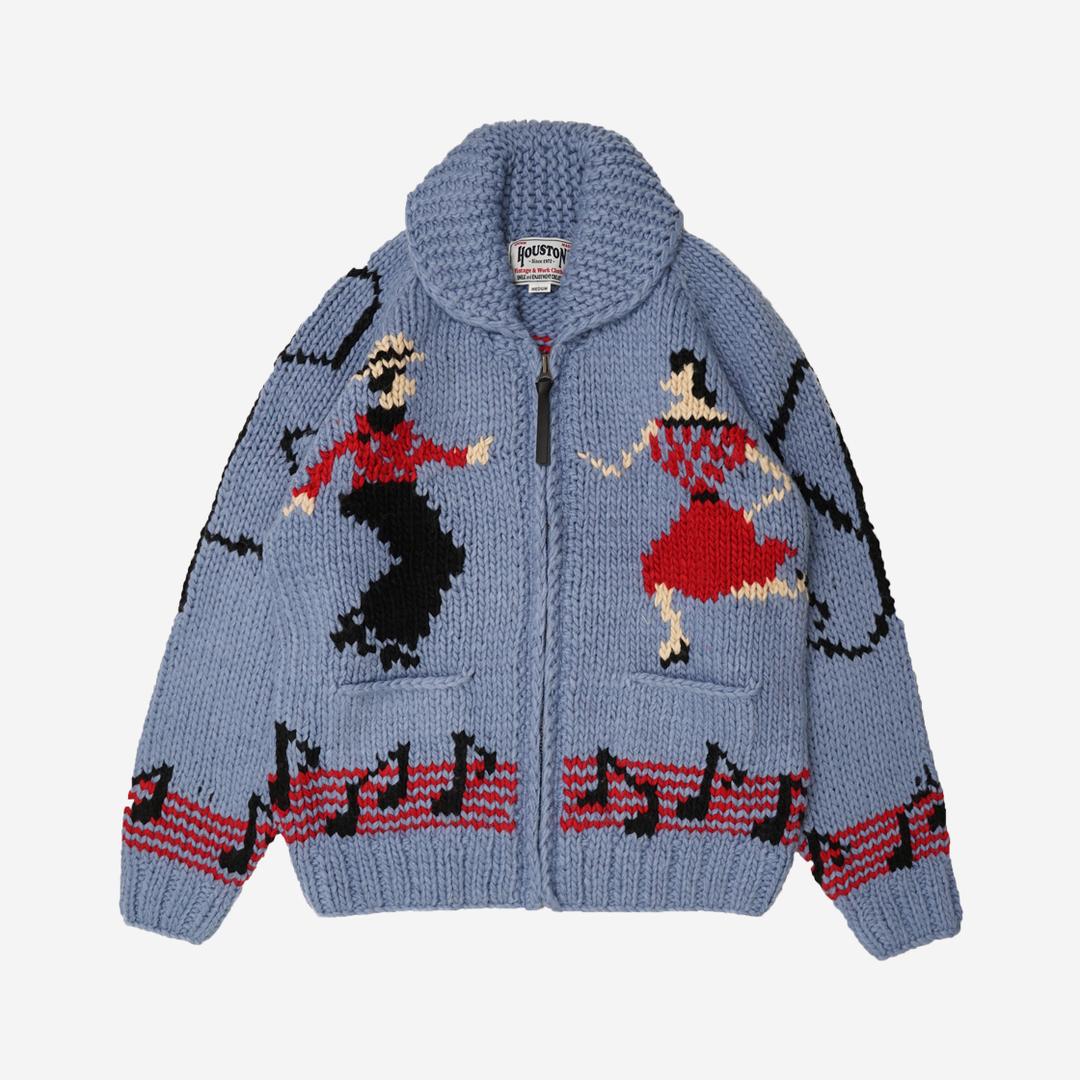 Houston Japan Hand Knit Cowichan Cardigan Dance Blue (22244)