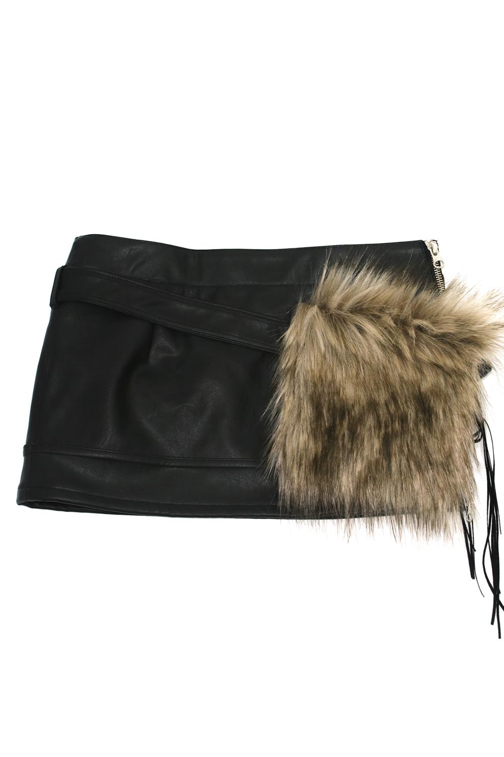 Fur Bag Leather Skirt 001