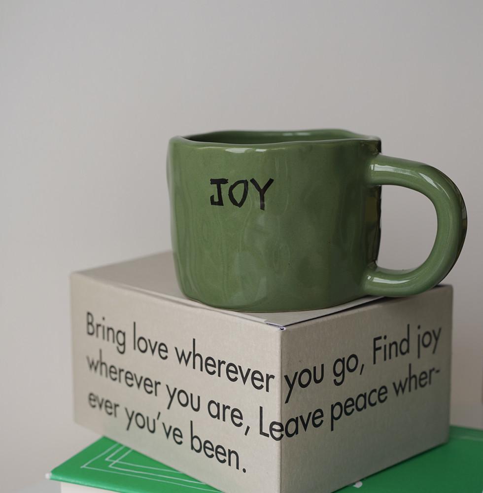 세라믹 불규칙 3color 레터링 컵 머그잔