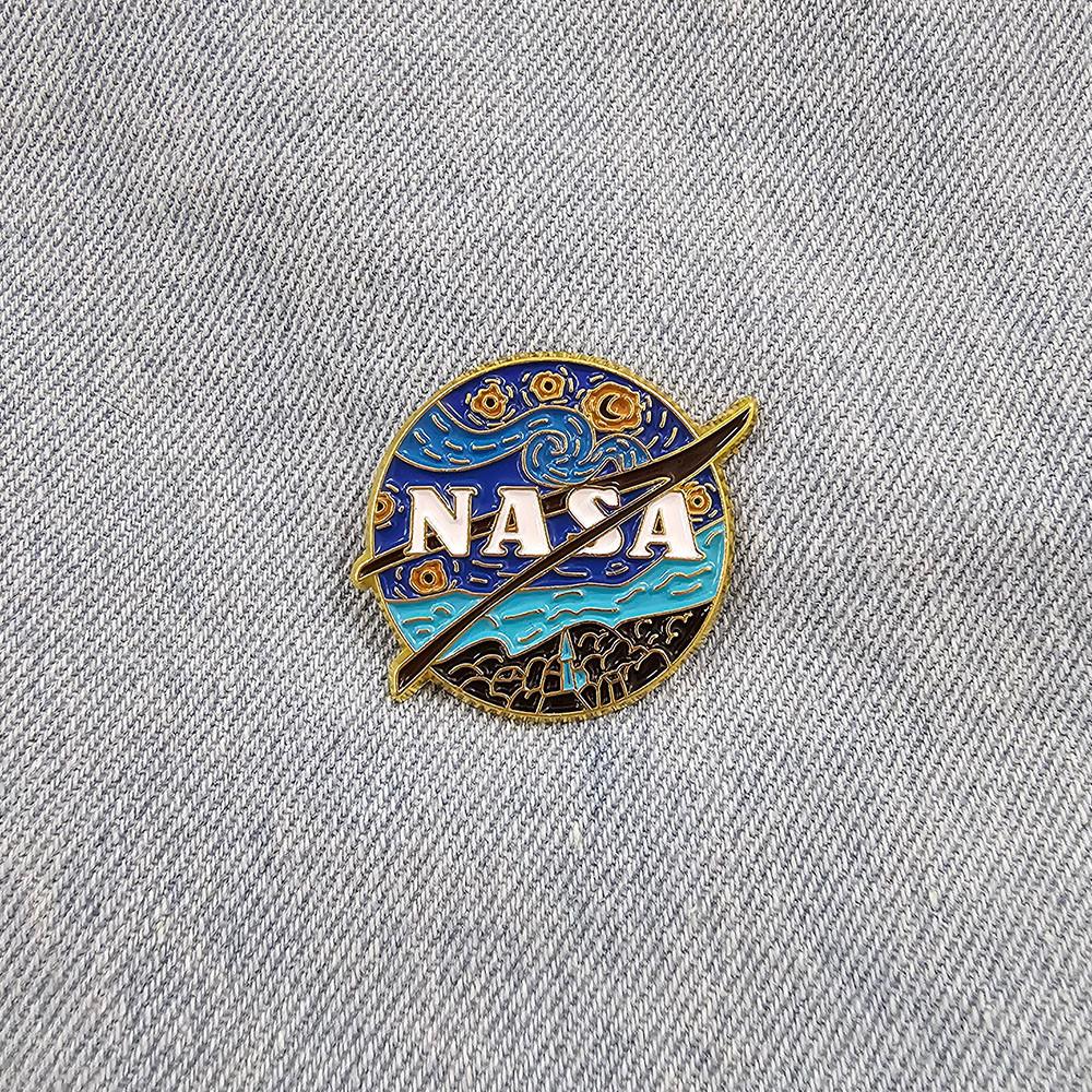 BC631 고흐 별이 빛나는 밤 미술 과학 NASA 나사 뱃지 브로치