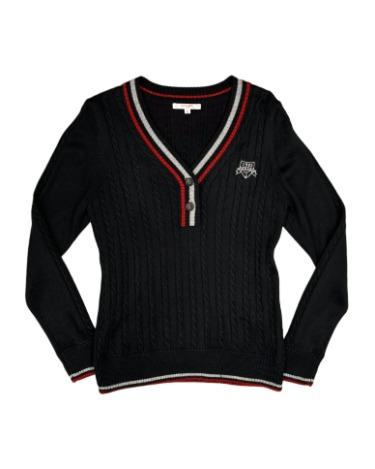 MARIE CLAIRE cable button-neck knit