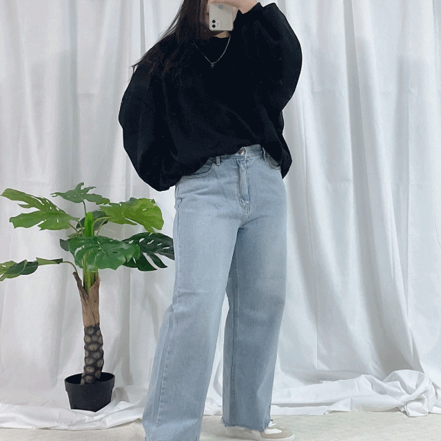 [빅사이즈 맛집❤~3XL] 사계절 연청 뒷밴딩 와이드 데님 팬츠 청바지