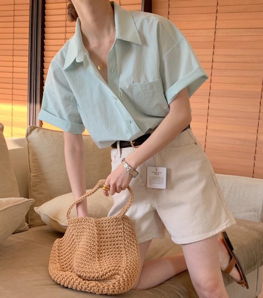 릴리 컬러 면 여름 반팔셔츠