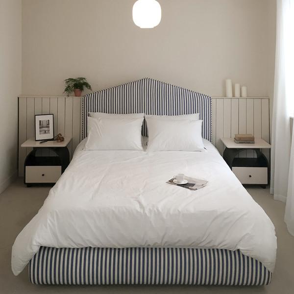 바라하우스 에벨 스트라이프 패브릭 침대프레임