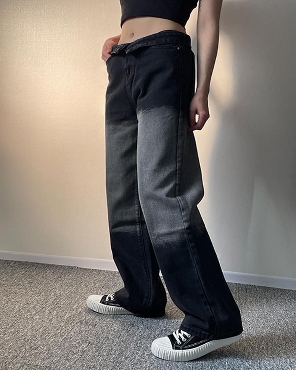 제니원 투톤블랙 팬츠