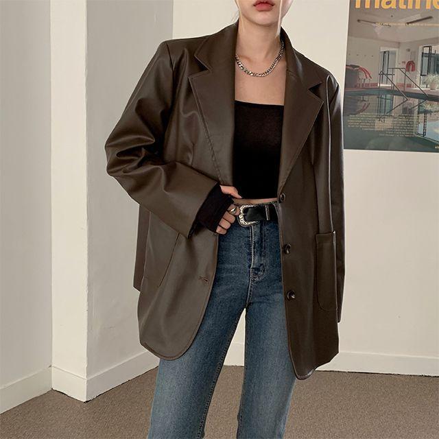 [MD PICK♡/하이퀄] 베르디 딥 레더 블레이저 2COL_논타이틀