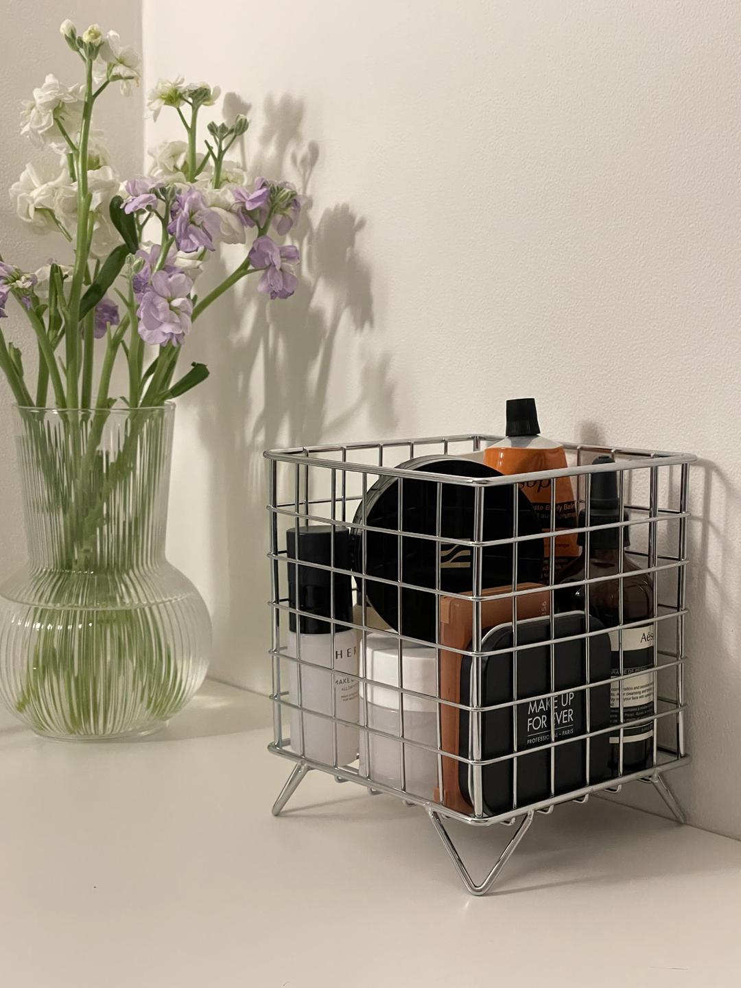 빈티지 메탈 철제 스텐 바스켓 철망 네트 와이어 바구니 화장품 소품 캡슐 보관함