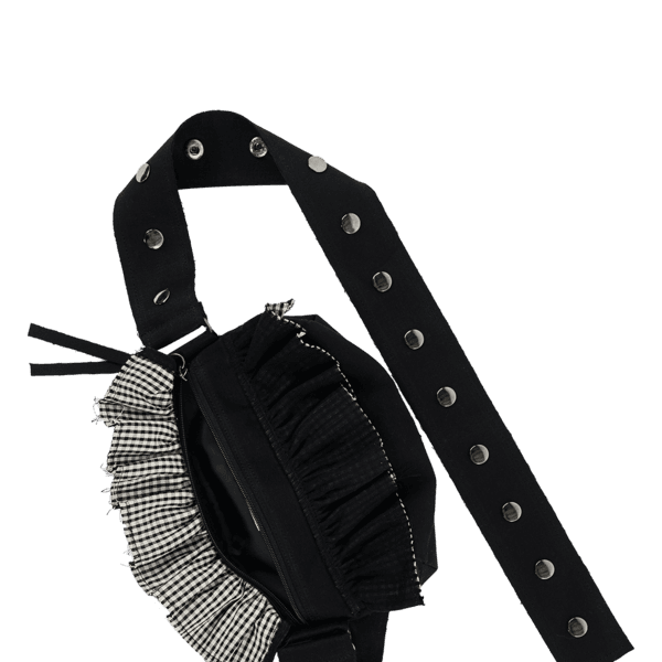 Boho ruffle belt bag [Black]