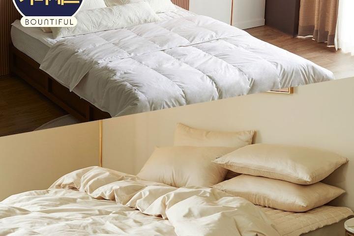 사계절 구스이불+커버SET 솔리드 12컬러 순면 60수 사틴원단 SS/Q/K