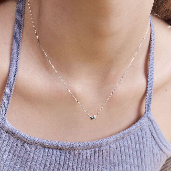 [silver925] heart and cubic ring necklace