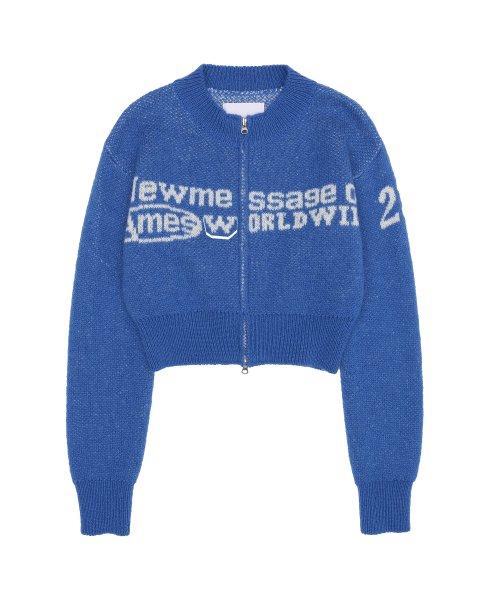 JAQUARD KNIT ZIP UP BLUE