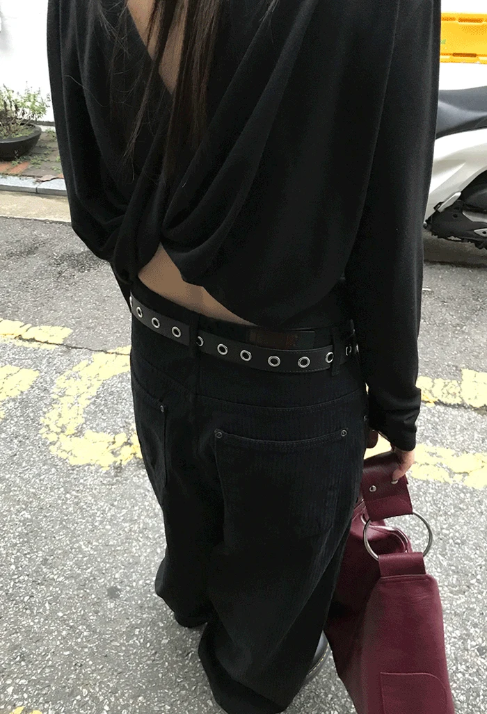 스트라이프 블랙 코튼 팬츠