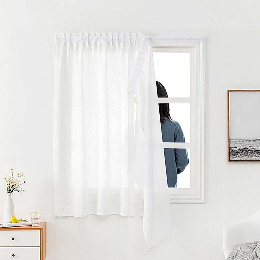 벨크로 붙이는 커튼 찍찍이 암막 창문 가리개 작은창 가림막 나비주름 화이트 100x150