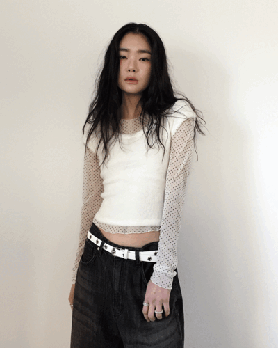 더기 [오늘출발/BEST]쉬어 도트 롱슬리브 (2color) *블랙 당일 발송 가능! 아이보리 1월 16일부터 순차 발송 가능!