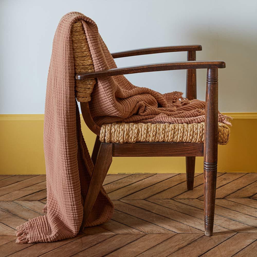 Plaid en gaze de coton - Brun Haussmann - 150x180