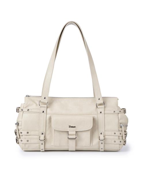 BELTED POCKET SHOULDER BAG IN BEIGE