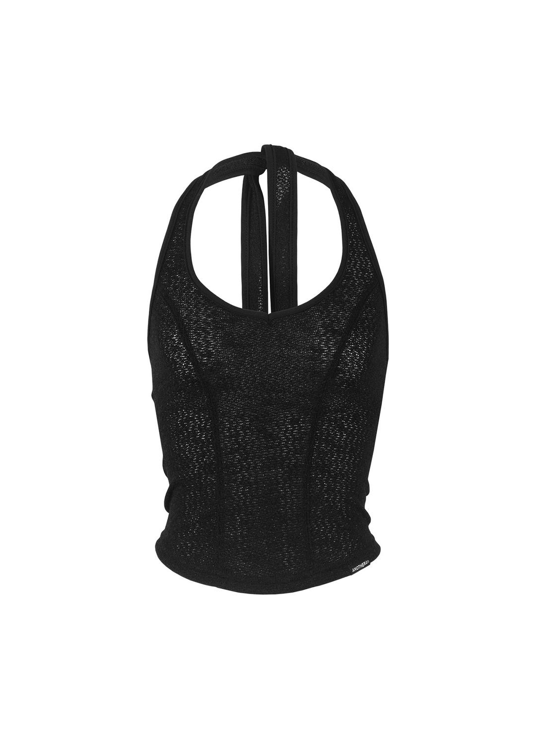 HALTER NECK KNIT SLEEVELESS_Black