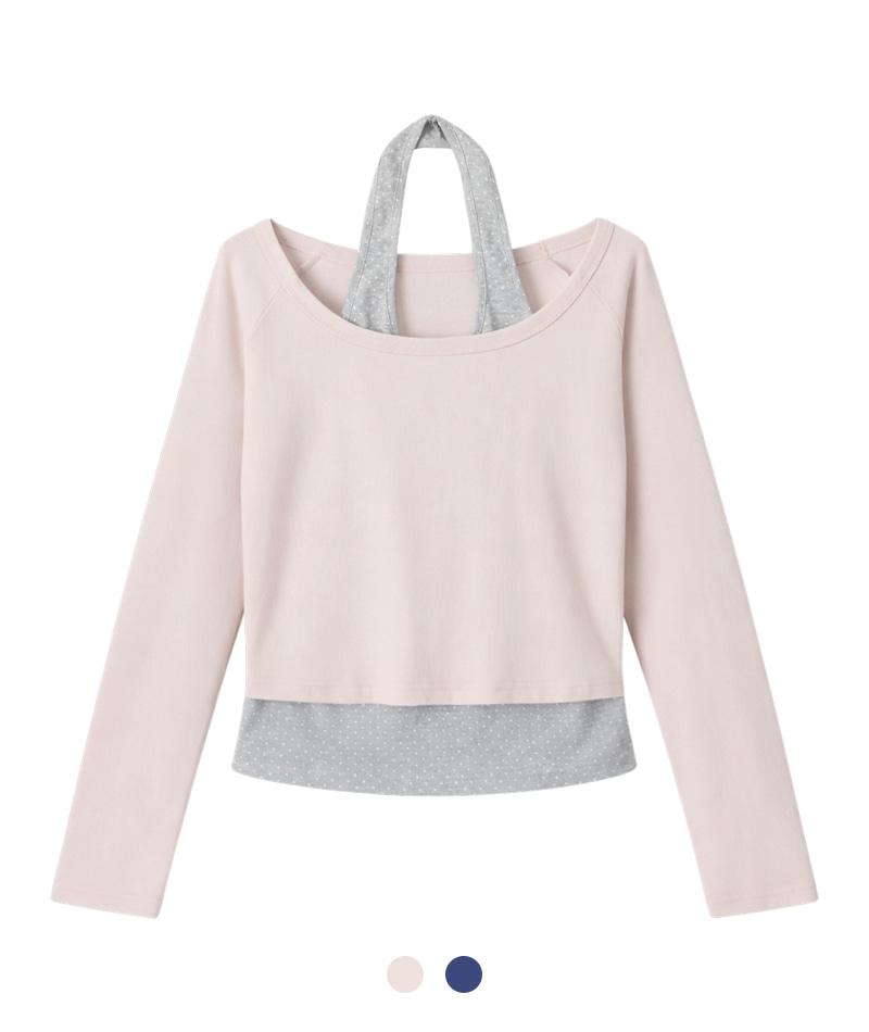 셀린 홀터 도트 레이어드 탑