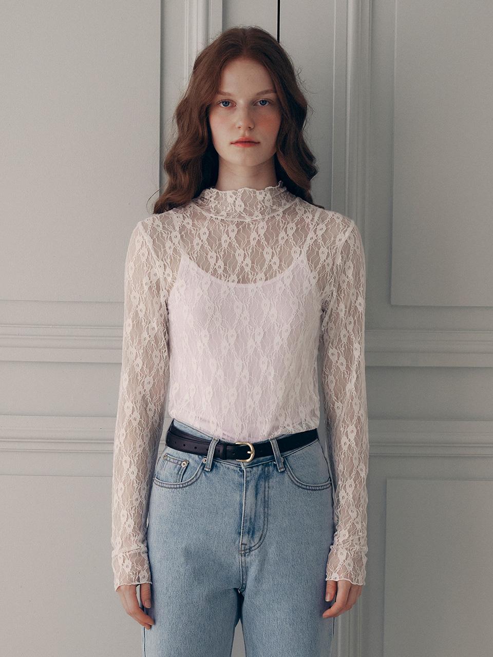 FLOWER LACE LAYERED T-SHIRT WHITE