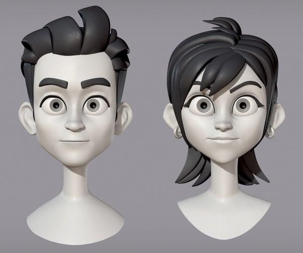 ArtStation - Male and female cartoon characters base mesh | Resources