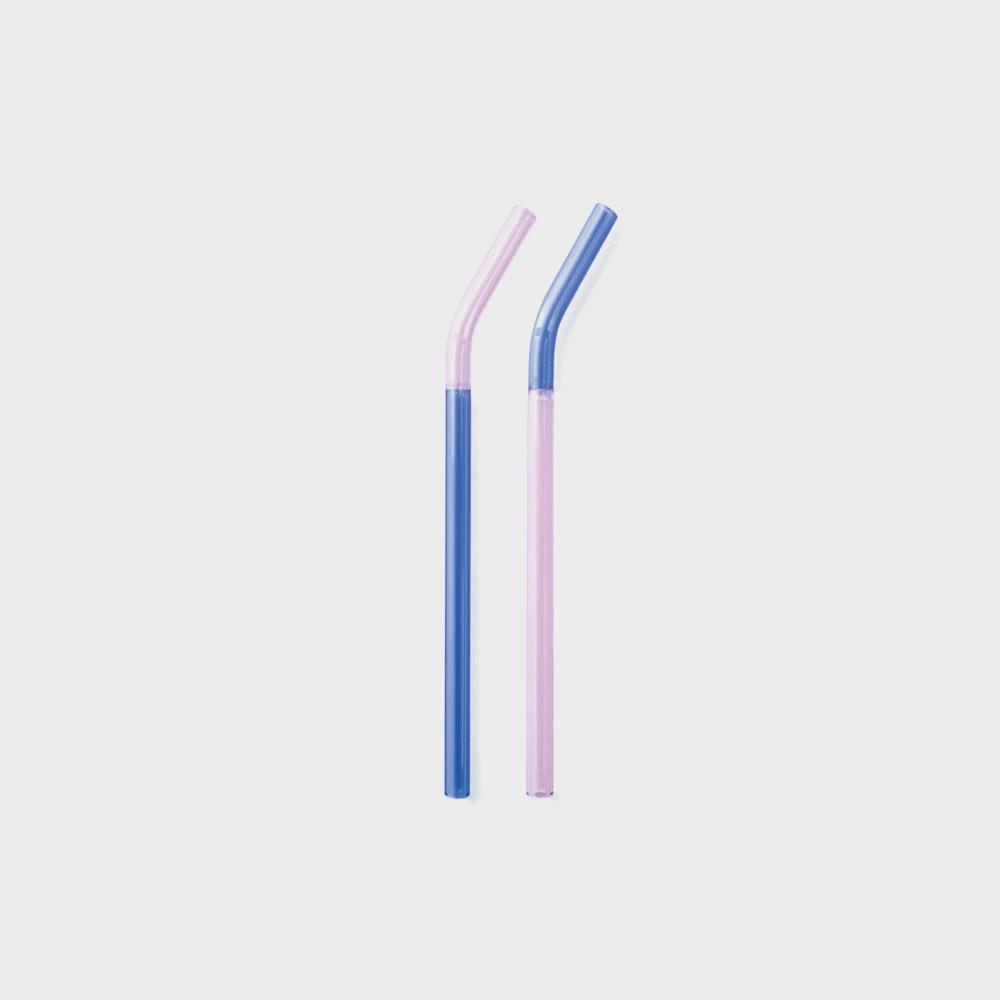 [amabro] Two Tone Glass Straw (Set of 2) 블루/핑크 (24171)