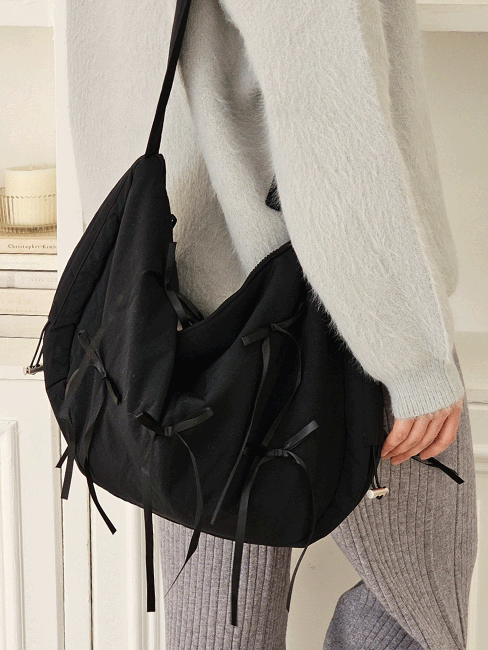 패딩 리본 가방