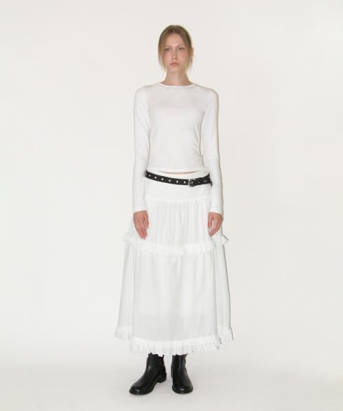 Frill Maxi Skirt (WHITE)