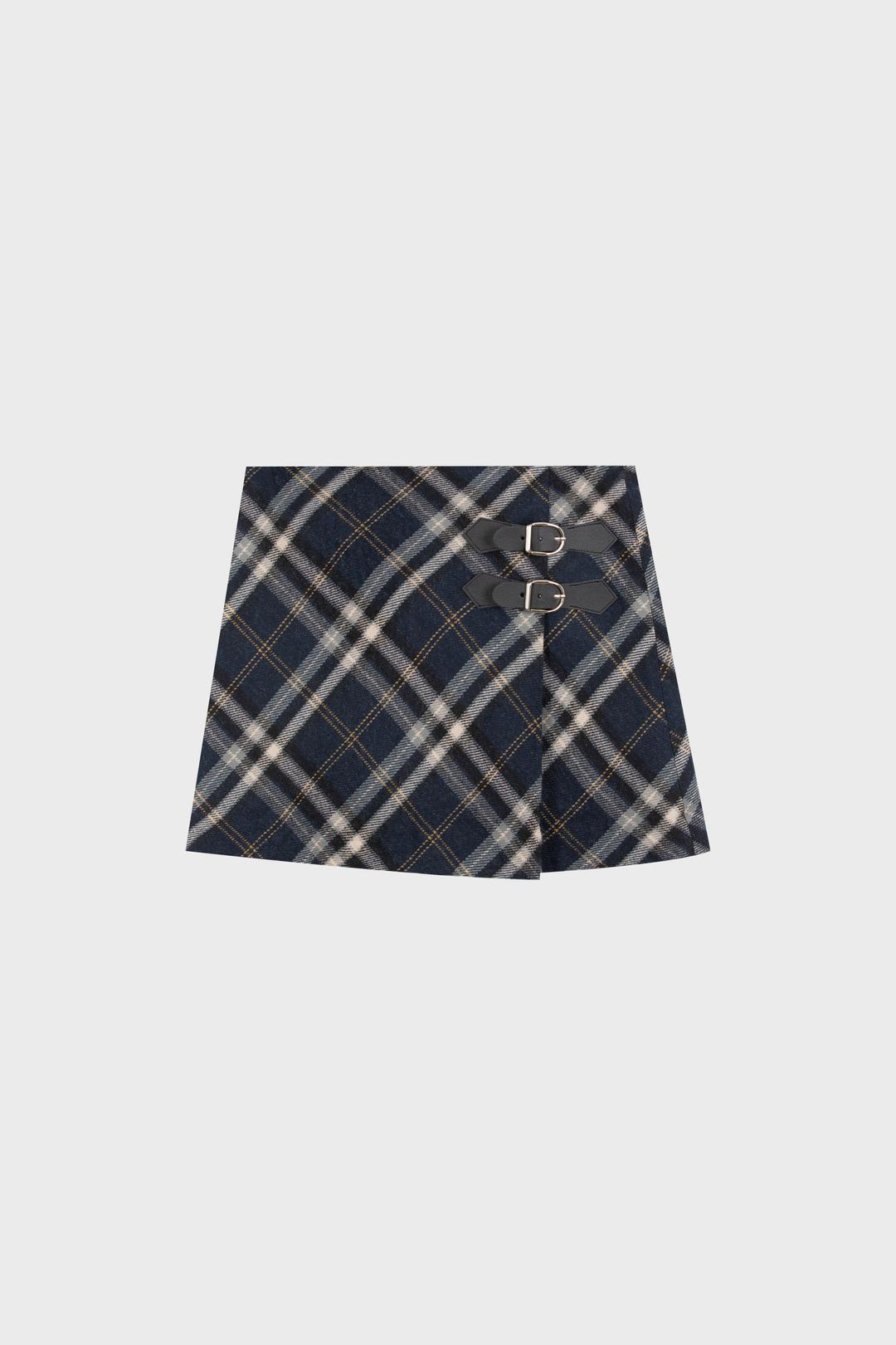 BUCKLE MINI SKIRT (NAVY/IVORY)