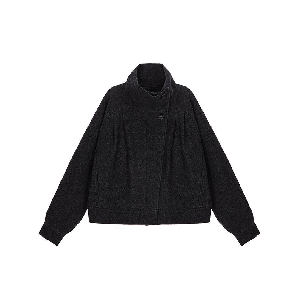 HIGH NECK SHORT COAT IN BLACK