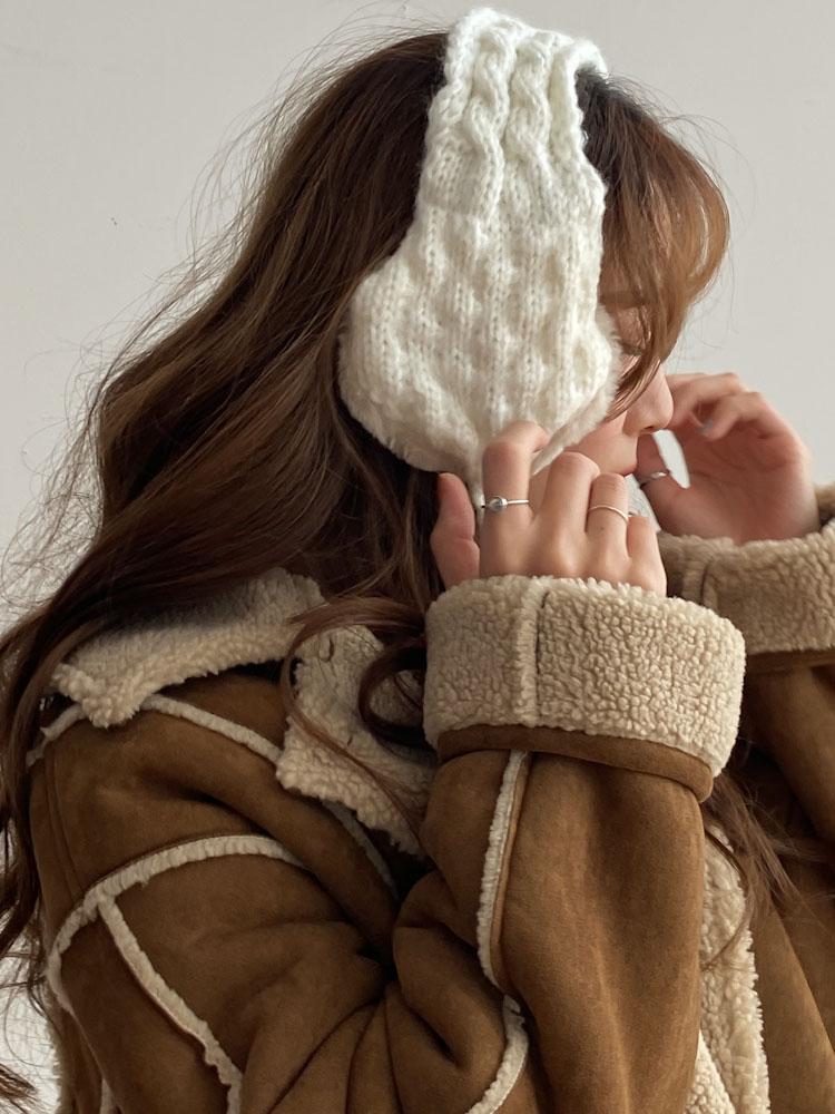 더블 꽈배기 니트 귀도리 귀마개 7color