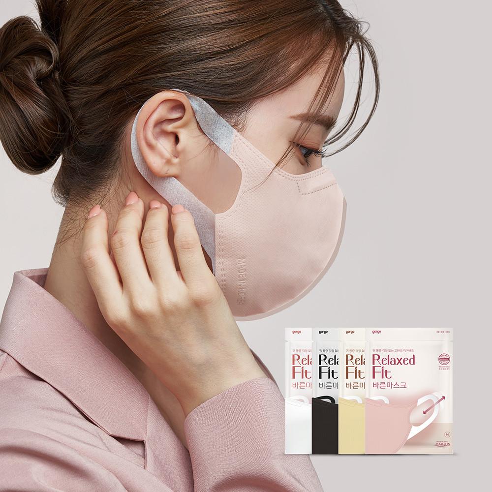 바른 릴렉스핏 귀편한 새부리형 마스크 화이트 중형 50매