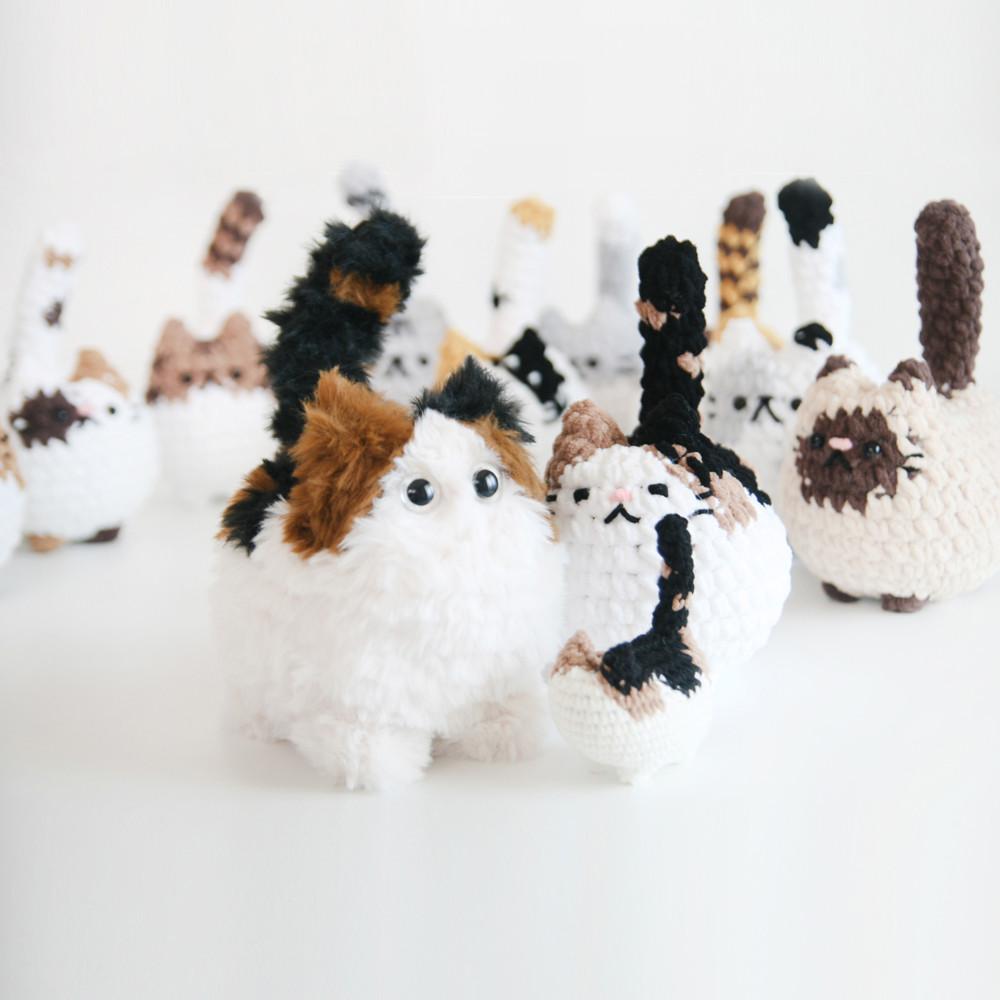 [빅베베즈] 코바늘인형 고양이 퐁당- 다섯마리이상 (페이크퍼 도안-선택) (한글도안)