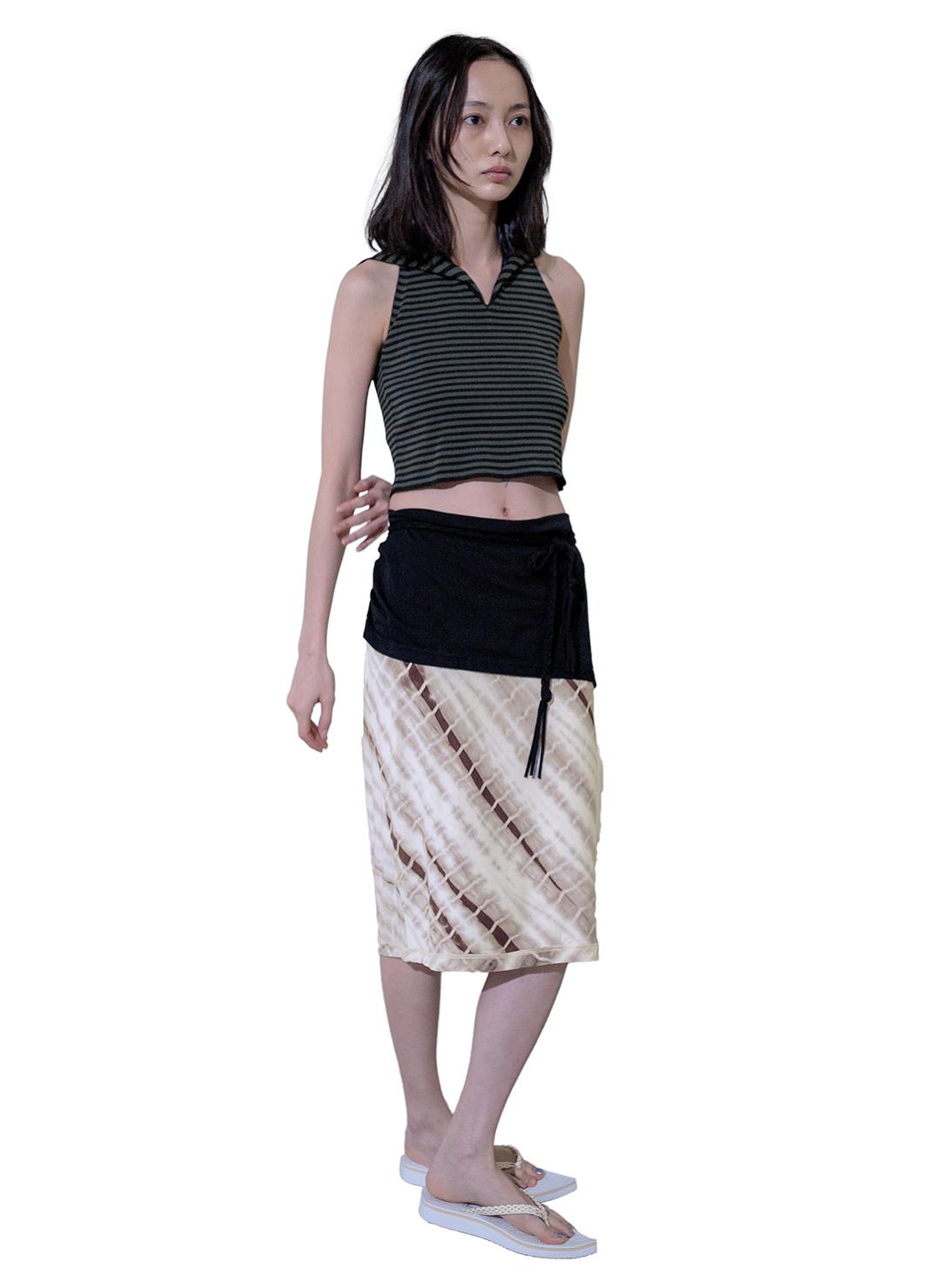 Braid Belt Layered Skirt /