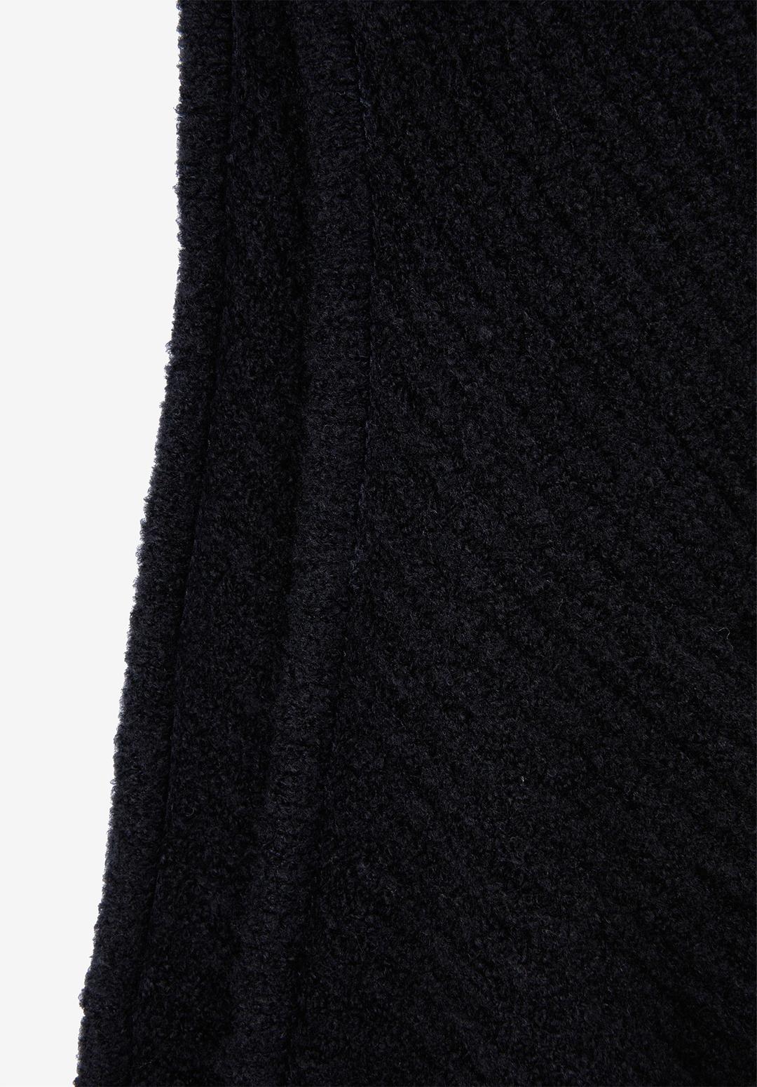BOUCLE KNIT HOODED SCARF, BLACK