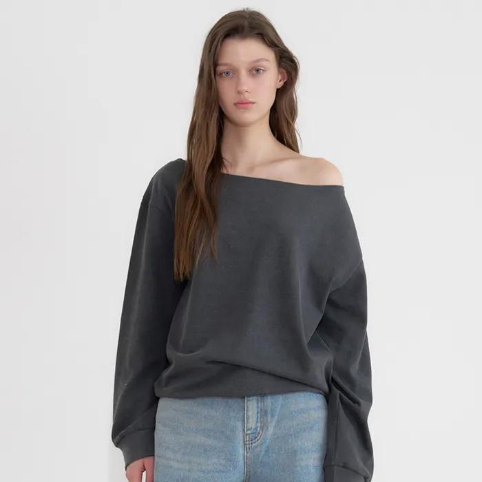 off - shoulder sweat top (charcoal)
