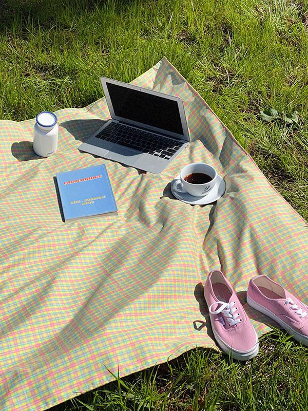 체크알로하 옐로우 2size 피크닉매트