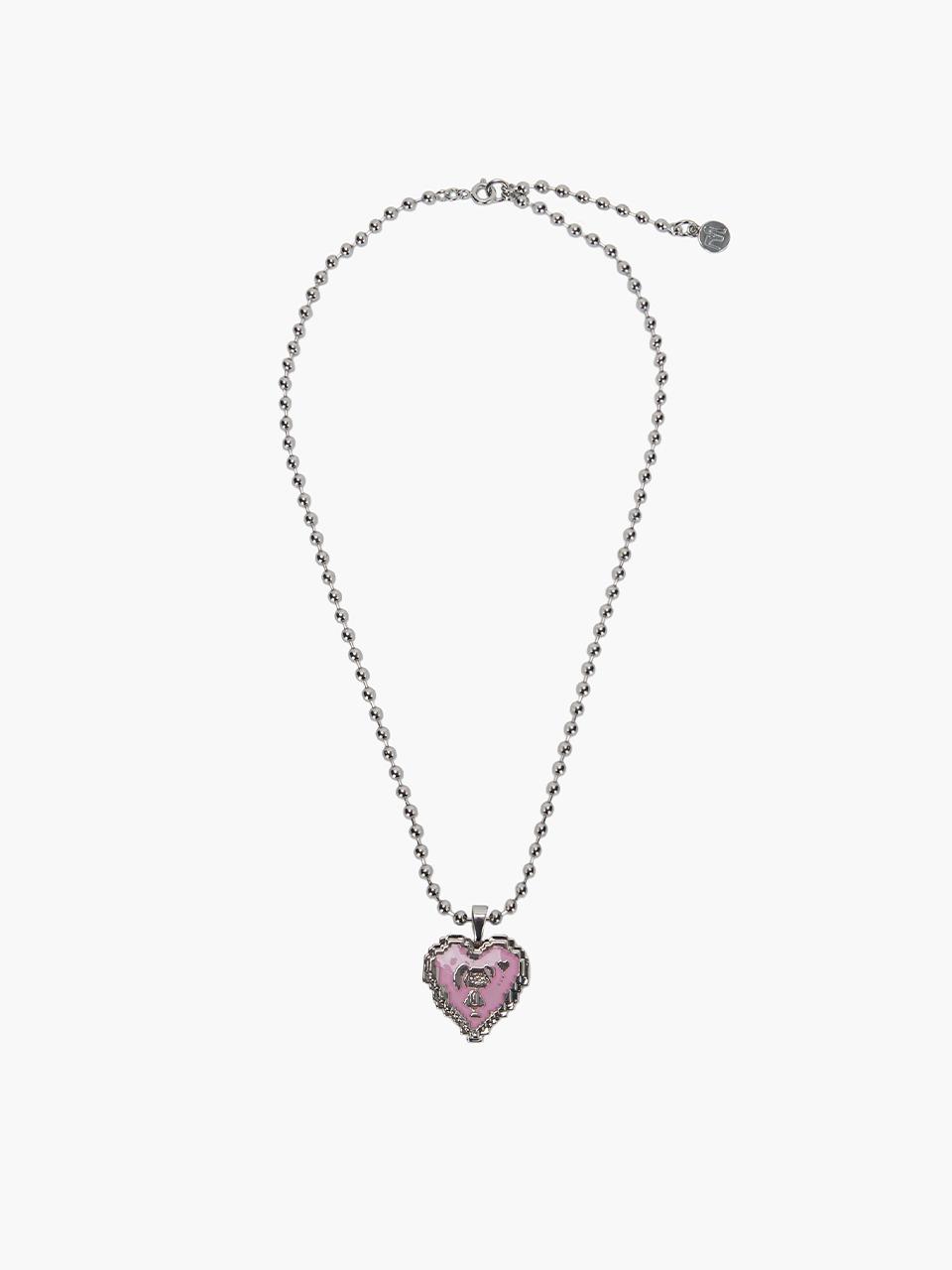 PIXEL HEART NECKLACE_pink