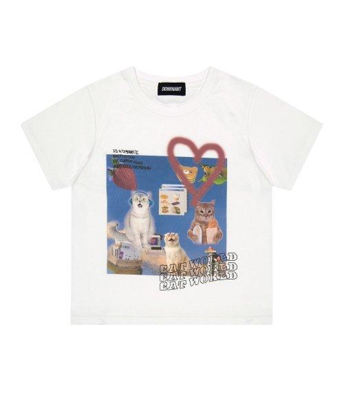Cat World Crop Tee White
