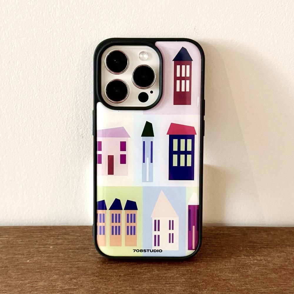 House collage case [ pink, khaki ]