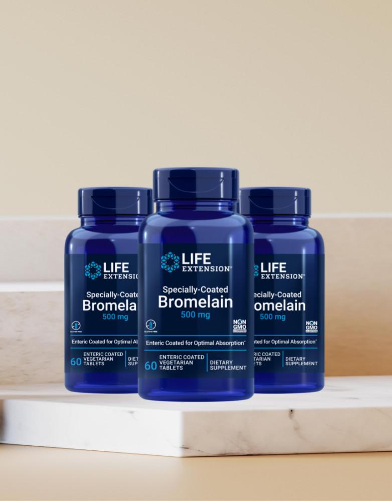 (3개) 라이프익스텐션 브로멜라인 500mg 60정x3개 장용성 코팅 타블렛 파인애플 효소 [원산지:상세설명에 표시]