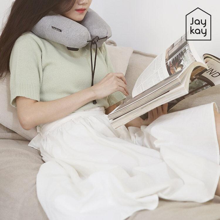 Jaykay 에어트립 여행용 펌프식 목베개 목 안마기 마사지기 [10초 투입/배출]