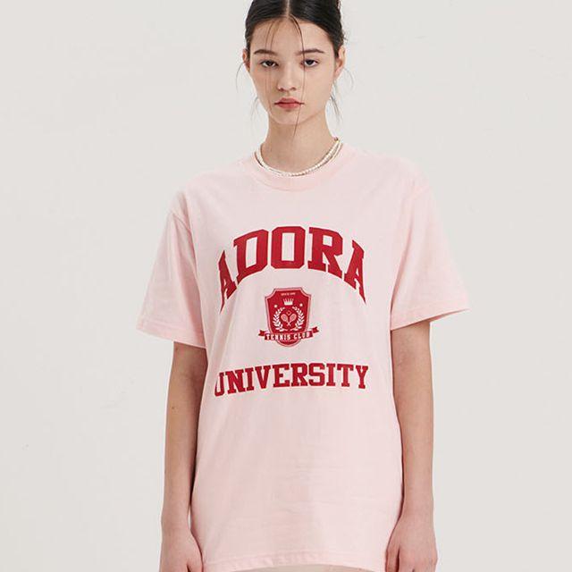 아도라 테니스 유니버시티 반팔 티셔츠 - 라이트핑크