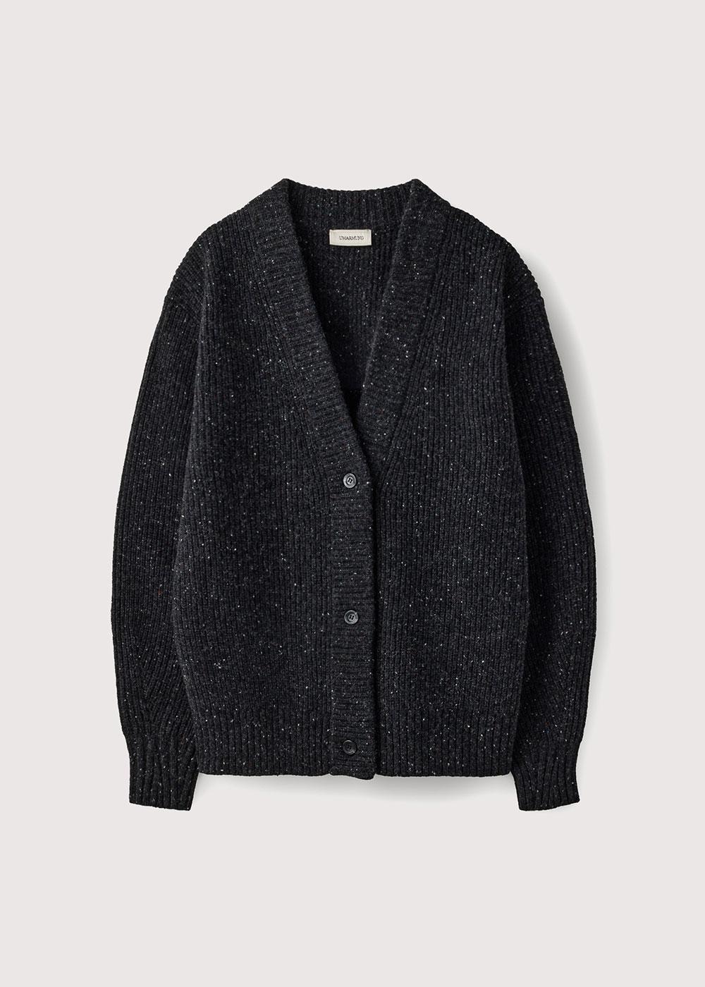Donegal Wool Over Sized V Neck Cardigan_Graphite