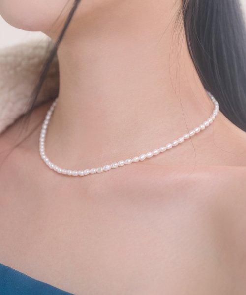 [SIILVER] OVAL PEARL NECKLACE