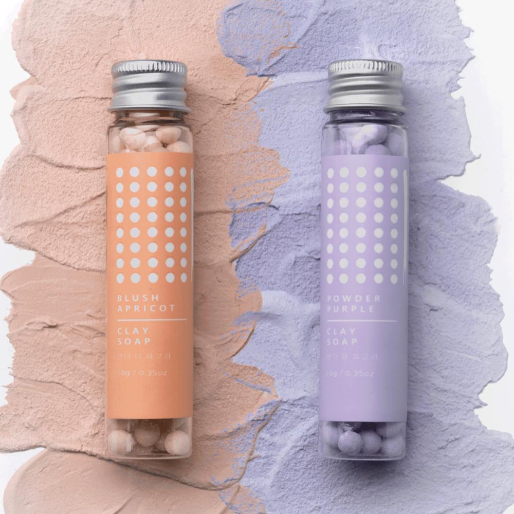 일회용 휴대용 비누 - 말랑 클레이 솝 (종이 비누 대체) 애프리콧 & 퍼플 단품