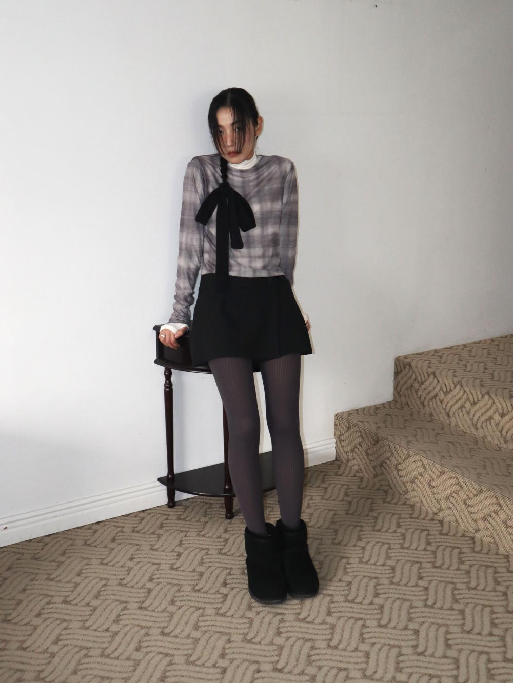 브디 플리츠 랩 미니 스커트 팬츠