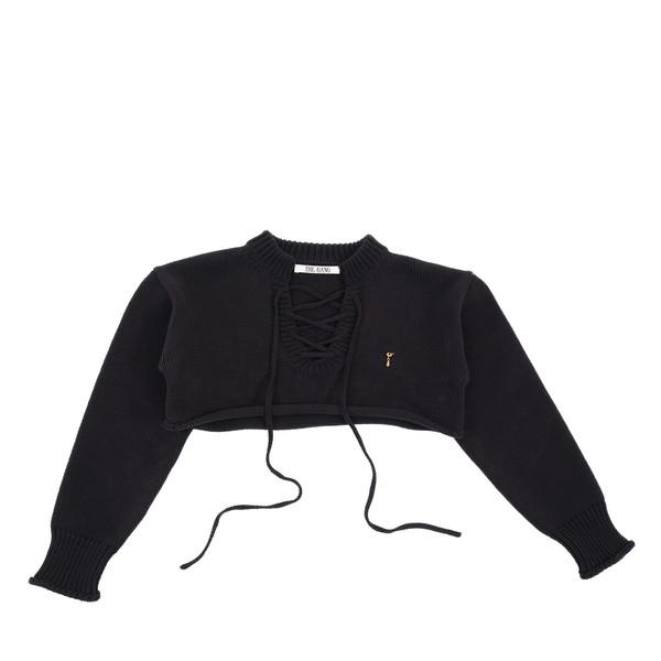 CROPPED LACED-UP PULLOVER - NOIR