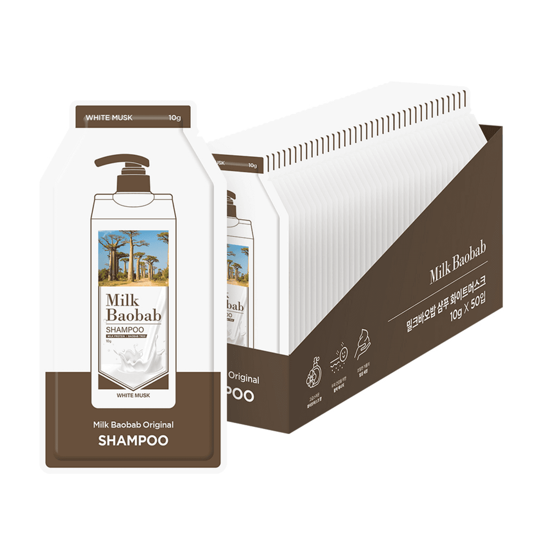 밀크바오밥 샴푸 화이트머스크향, 10g, 50개 - 샴푸 | 쿠팡