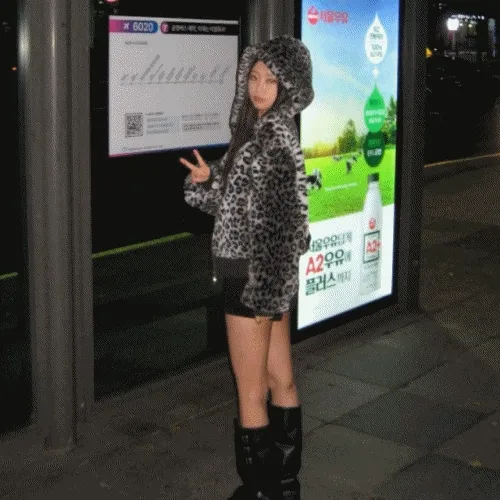 leopard fur hoodie [2color]